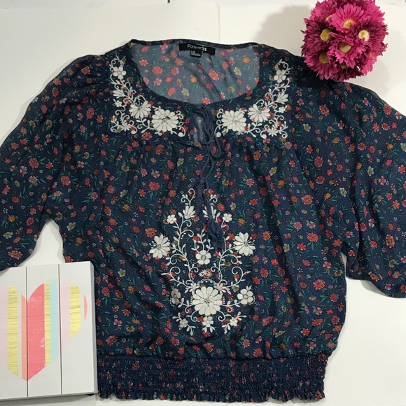 Forever 21 Tops - Embroidered Boho Top